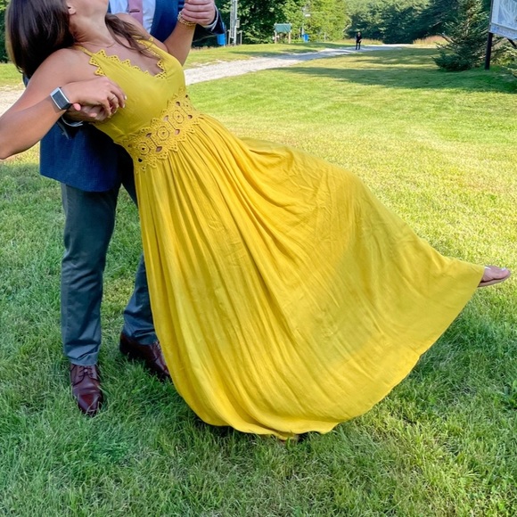This Is Love Mustard Yellow Lace Maxi - Picture 3 of 10